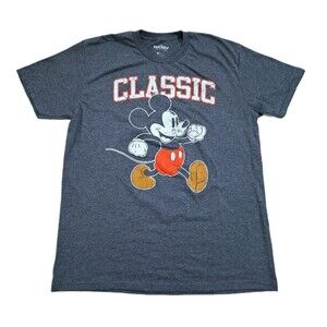 Disney Classic Mickey Mouse Size Large Heather Grey T-shirt Tee Retro Vintage